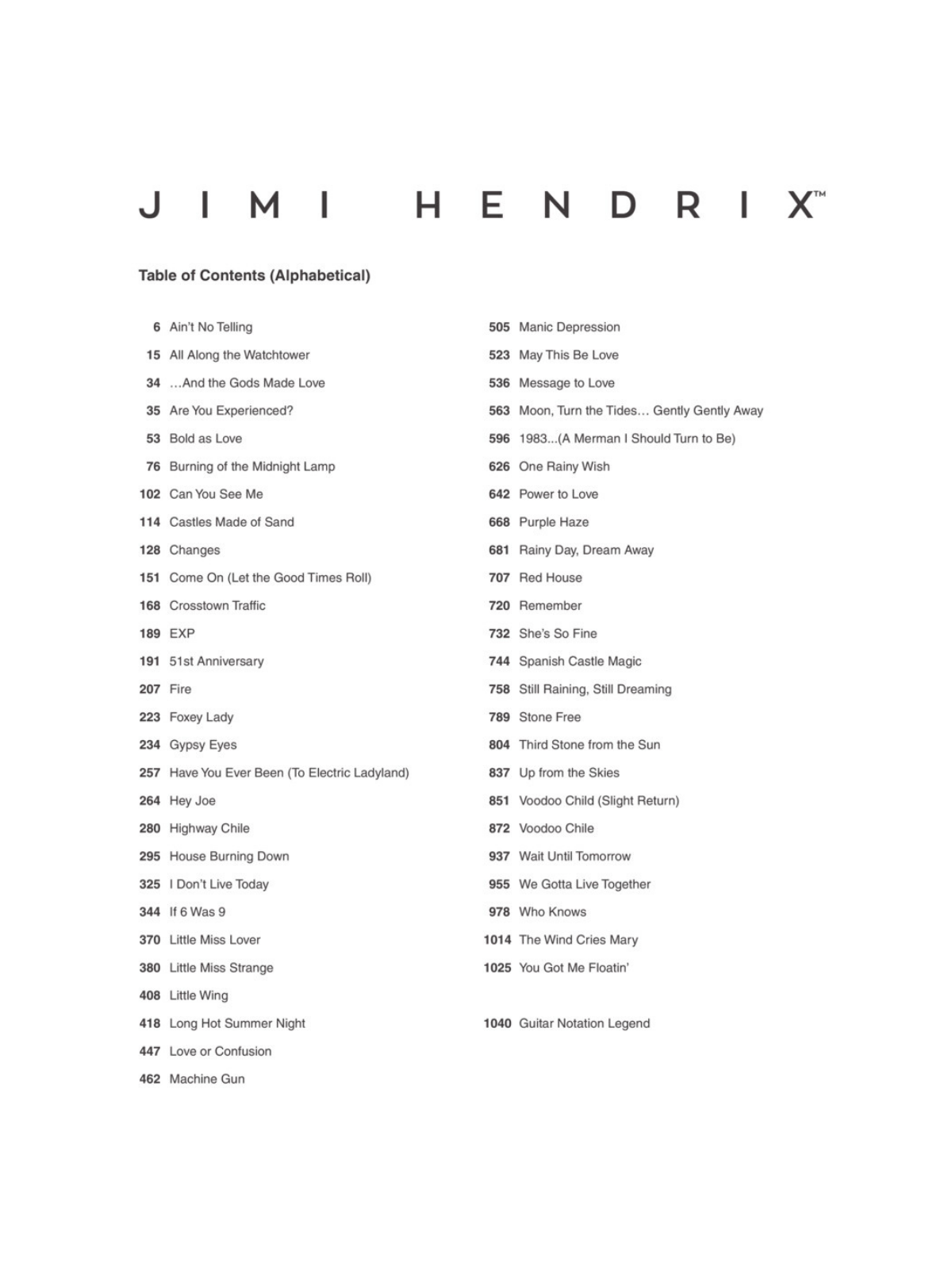 Jimi Hendrix: The Complete Scores