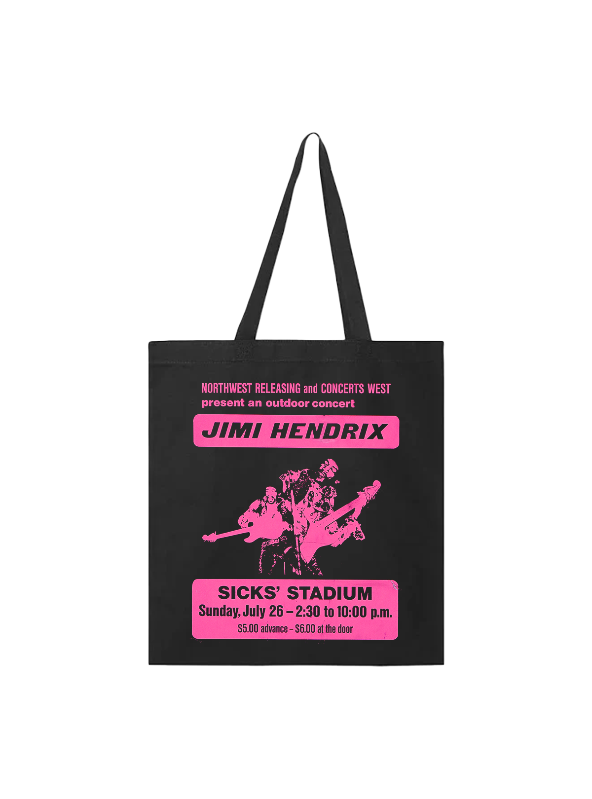 JIMI HENDRIX JULY 26 CONCERT BLACK TOTE